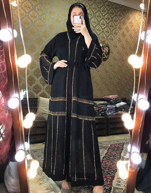 Diamond-Embellished Abaya Dress for Women